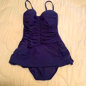 Ruched bandeau one-piece swimsuit